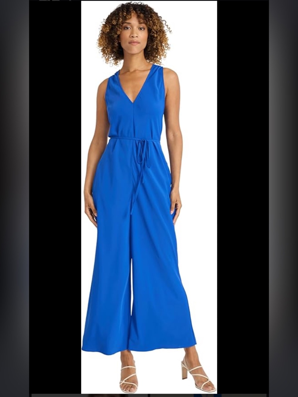 New Maggy London Sz 2 Cobalt Blue Sleeveless Sleek Wide Leg Jumpsuit Ret $88!